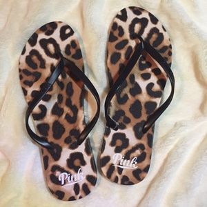 VS PINK Leopard Print Sandals - L (9/10)